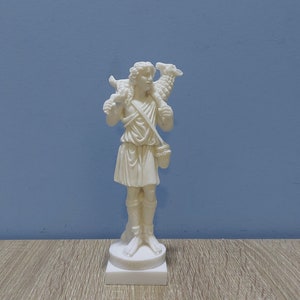 The Good Shepherd  17cm -6.69in Shepherd Raises a Sheep on his Shoulders Religious Statue Handmade Sculpture White Marble and Cast Alabaster