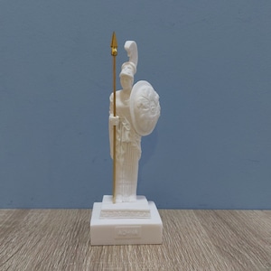 Athena Pallas Antike griechische römische Göttin der Weisheit Minerva 16,5 cm - 6,5 handgefertigte Statue aus weißem Marmor & Alabaster in Griechenland