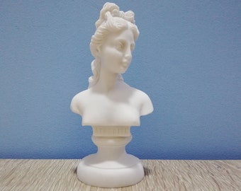 Aphrodite Greek Goddess of Beauty and Love Bust Head 11.5cm-4.52in White Marble & Alabaster Handmade Statue in Greece