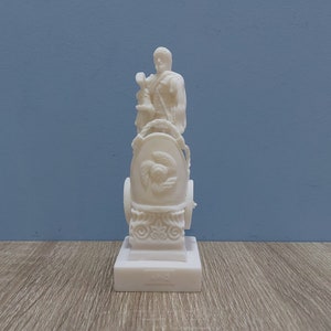 Ares Statue - God of The War Mars Greek Roman God Alabaster Handmade Sculpture 17cm-6.7in White Marble & Alabaster Handmade Statue in Greece