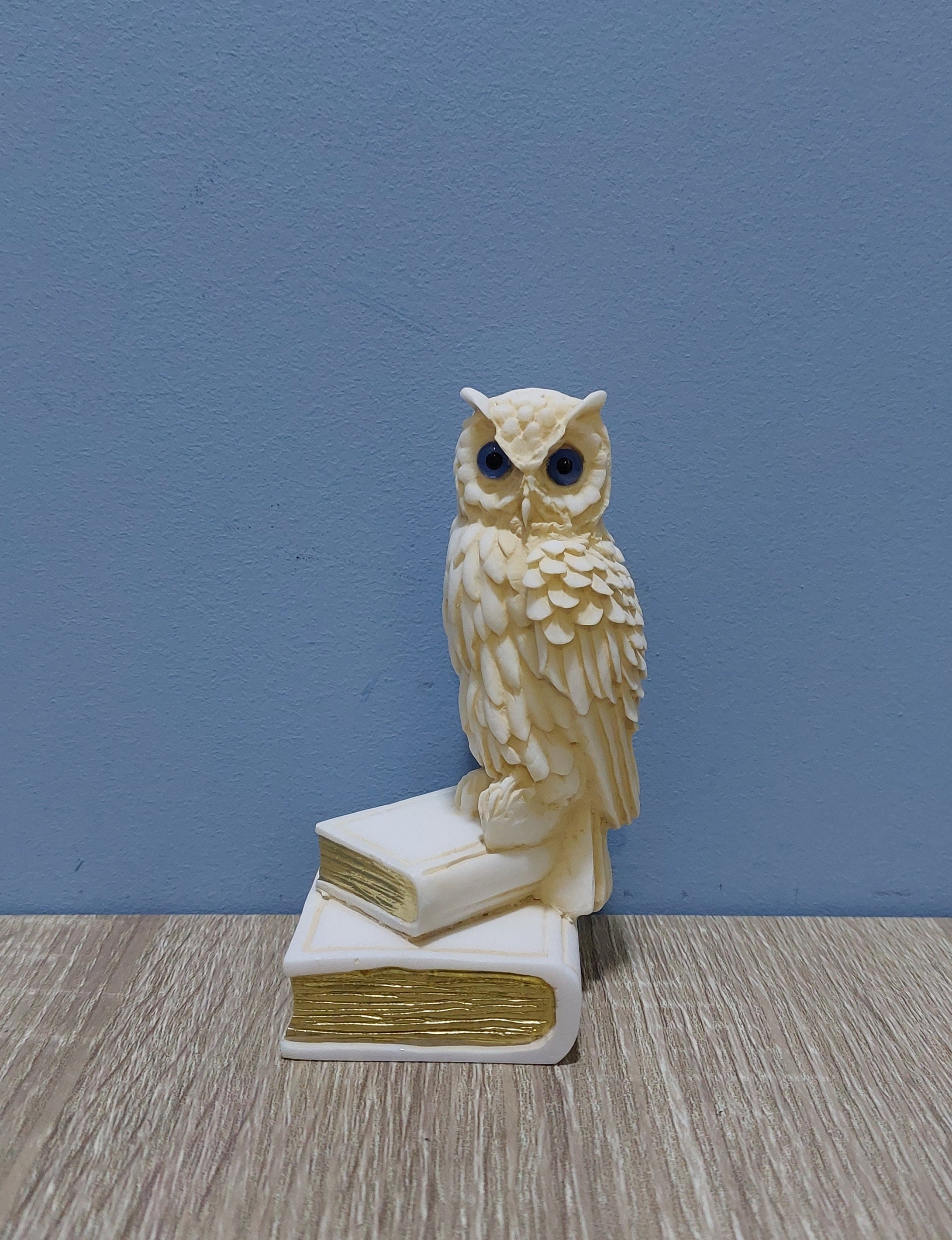 Owl on a Book Handmade Greek Statue The Symbol of Wisdom and Prudence 12cm-4.72in White Marble &