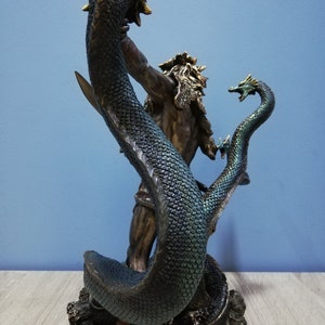 Hercules & Lernean Lernaean Hydra on Fight 30.5cm-12in Ancient Greek Hero Resin and Bronze Statue with Unique Details and Vintage Surfacing image 4