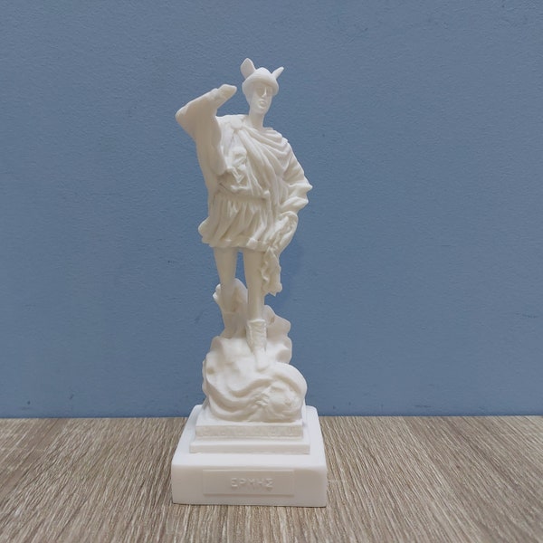 Hermes The Messenger of The Gods Ancient Greek Roman God 16.5cm - 6.5in Greek Mythology Marble & Cast Alabaster Handmade Statue