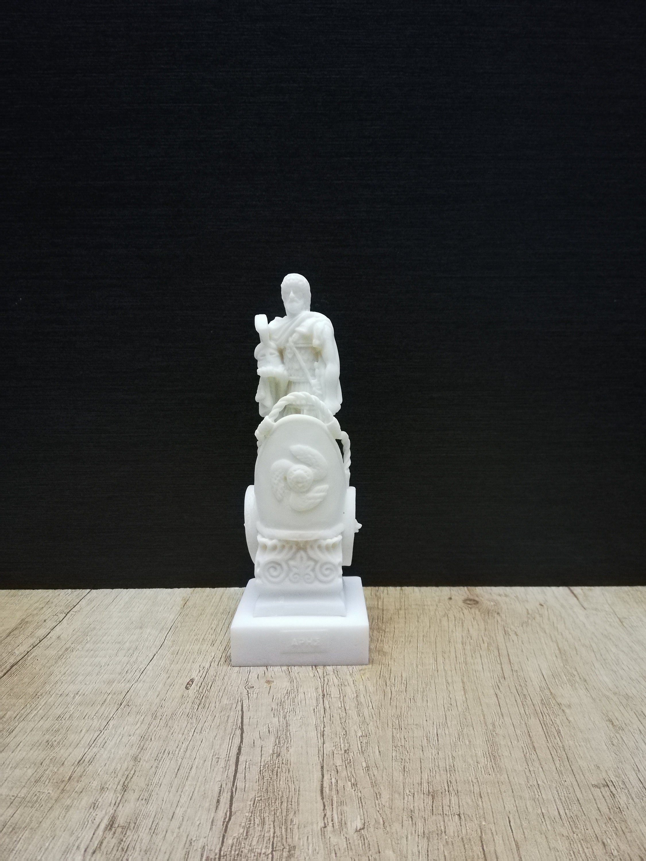 Ares Statue - God of The War Mars Greek Roman God Alabaster Handmade Sculpture 17cm-6.7in White Marble & Alabaster Handmade Statue in Greece