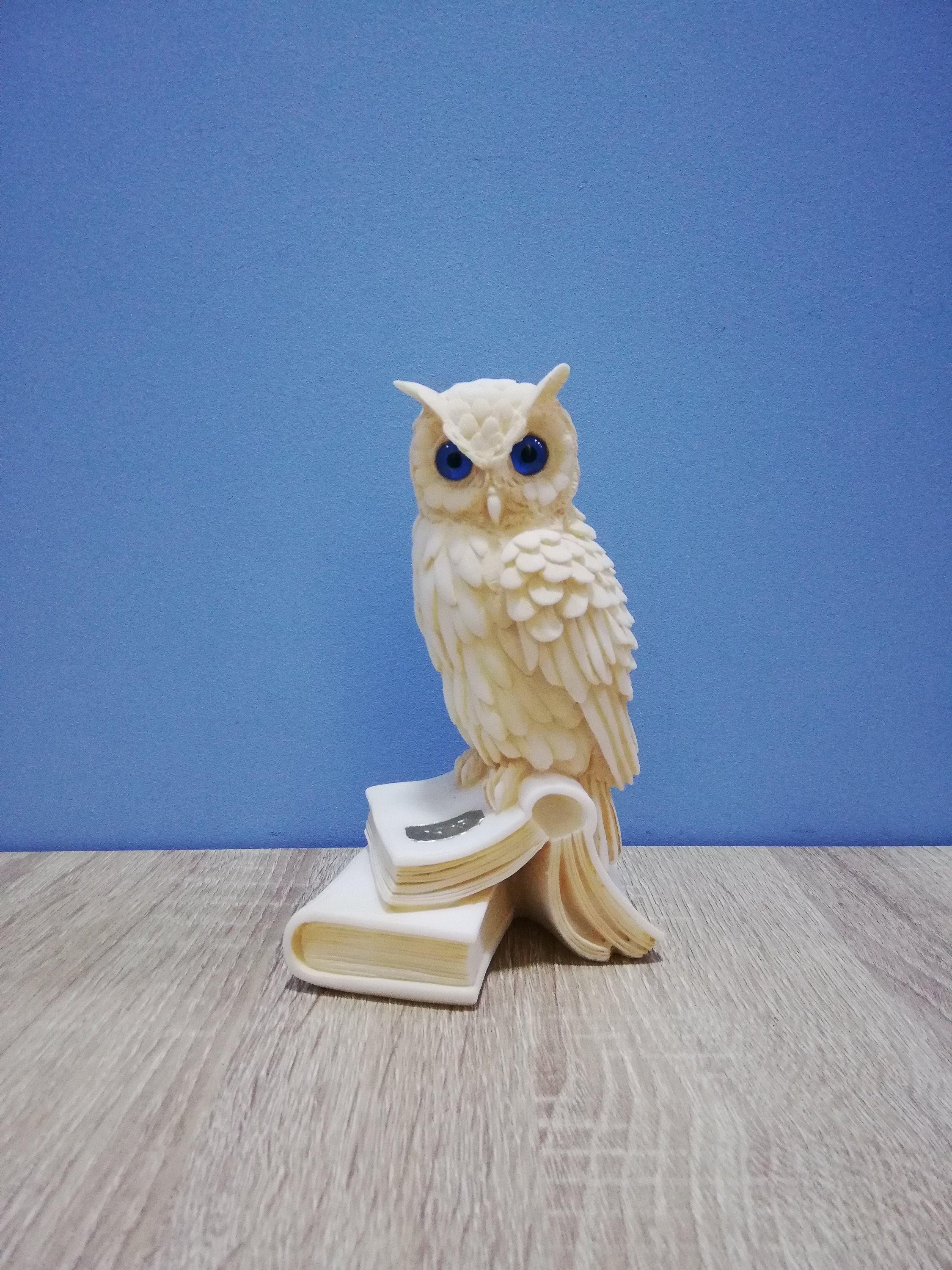 Owl on a Book Handmade Greek Statue The Symbol of Wisdom and Prudence 17cm-6.70in White Marble &