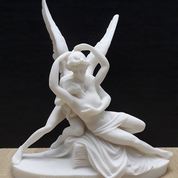 Amore e Psiche di Antonio Canova 20,5 cm Copia museale Scultura fatta a mano in marmo greco e alabastro fuso