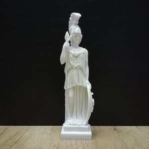 Athena Pallas Ancient Greek Roman Goddess of Wisdom Minerva 26cm - 10.23in White Marble & Alabaster Handmade Statue in Greece
