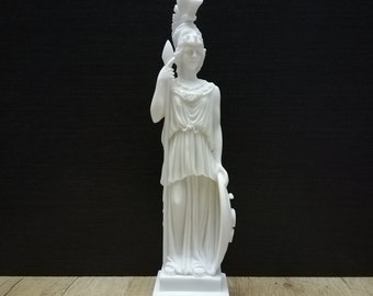 Handgjord Athena-staty: Vit marmor och alabaster grekisk gudinna Minerva