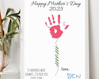 Mothers Day Handprint Craft Art Printable - Handprint Mothers Day - First Time Mom - Mothers Gift From Baby- Bonus Mom Stepmom Gift