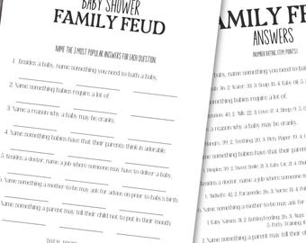 Baby Shower Family Feud Game With Answers, Family Feud Baby Shower Game, Gender Neutral Game Printable, Baby Shower Games Printable