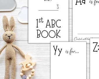 Blank Alphabet Book, ABC Coloring Book Baby Shower, Baby Shower Coloring Book, Babys First ABC Book, Baby Shower Guest Book Alternative