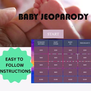 Virtual Baby Shower JeoParody Game, JeoParody Template, Fun Baby Shower Activity, Fun Baby Shower Games, Games For Baby Shower