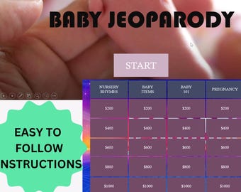 Virtual Baby Shower JeoParody Game, JeoParody Template, Fun Baby Shower Activity, Fun Baby Shower Games, Games For Baby Shower