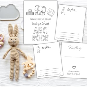 空白のアルファベットブック、ベビーシャワーの ABC ぬり絵ブック、ベビーシャワーのぬり絵ブック、赤ちゃんの最初の ABC ブック、ベビーシャワーのゲストブックの代替品