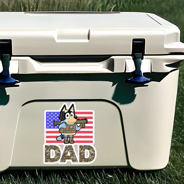 Tactical Dad - Bluey Stickers - One Piece Sticker - Bluey Dad - Military Dad - Bandit Bluey Sticker - Gift for Toddler Dad