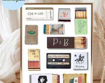 Personalized Matchbox Art, Custom Matchbook Poster Art, Matchbook Anniversary Gift, Valentine's Day Gift, 1 Year Anniversary Gift