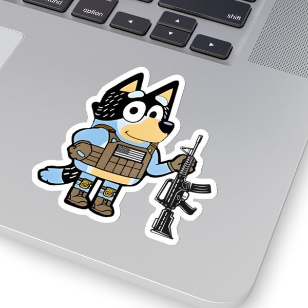 Tactical Dad - Bluey Stickers - One Piece Sticker - Bluey Dad - Military Dad - Bandit Bluey Sticker - Gift for Toddler Dad - Bandit Heeler