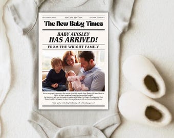 Newspaper Baby Announcement - Baby Announcement Newspaper - Baby Newspaper Announcement - December Baby Announcement