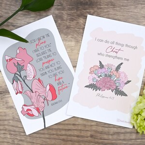 Ensemble de cartes postales florales avec écritures bibliques Cadeau unique pour un correspondant Cartes de correspondance Vous pensez à vous Cadeau postal heureux pour un ami Cadeau stationnaire amusant pour elle