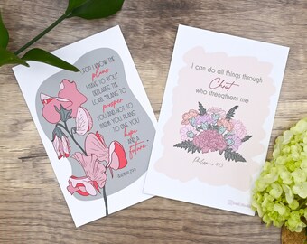 Floral Bible Verse Postcard Set: Scripture Notecards, Set of 4
