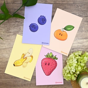 Ensemble de cartes postales myrtille banane mandarine fraise cadeau unique pour correspondant