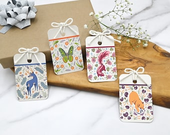 Woodland Animals Gift Tags: Folk Art Present Tags, Set of 12