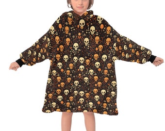 Przytulanki na upiorny sezon: Halloweenowy kaptur, duży, przytulny koc polarowy - Cukierek czy psikus? - Dostępne w wielu rozmiarach