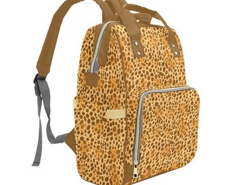 Mochila cambiador con estampado de leopardo - Mochila con diseño animal - Mochila para pañales