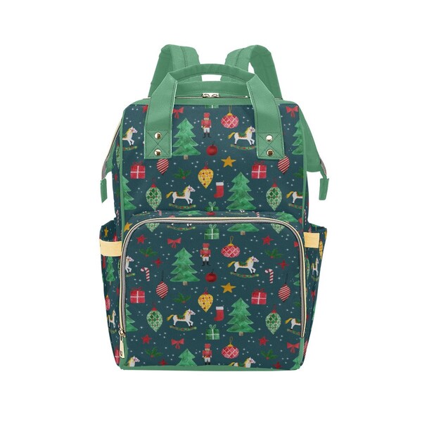 Christmas Print - Nappy Changing Bag - Baby Change Backpack - Diaper Rucksack Satchel - Travel Bag for Mum & Baby - Cute, Unique Designs