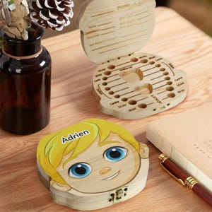 Personalised Wooden Baby Tooth Keepsake Box - Customisable Design & Name - Unique Gift Tooth Fairy - Baby Teeth Box, Baby Shower Gift