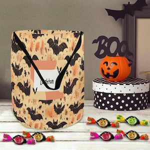 Custom Halloween Bag for Trick or Treat, Trick-or-Treat Basket, Halloween Candy Tote Bag, Ghost Halloween Candy Bucket, Spooky Gift for Kids