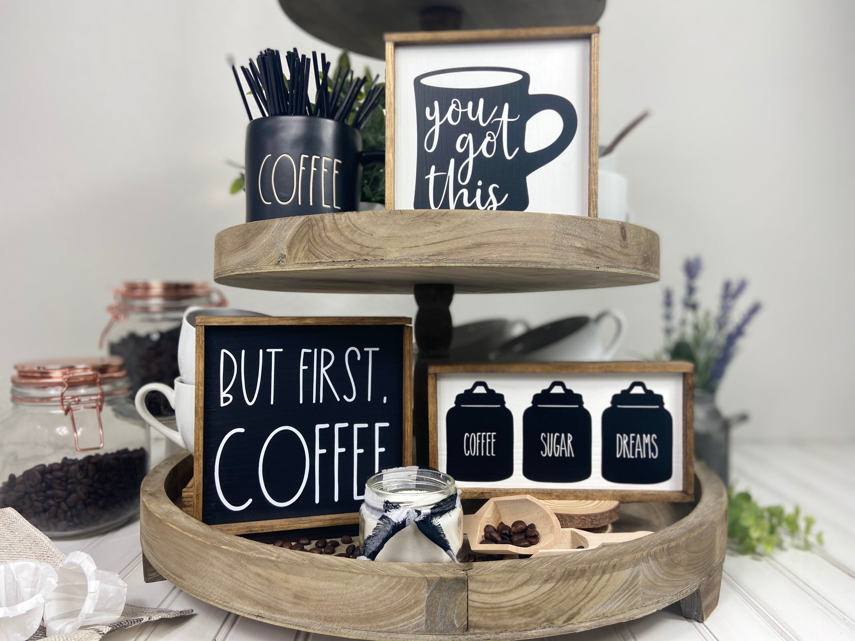 Coffee Bar Tiered Tray Decor Rae Dunn Decor Farmhouse Etsy