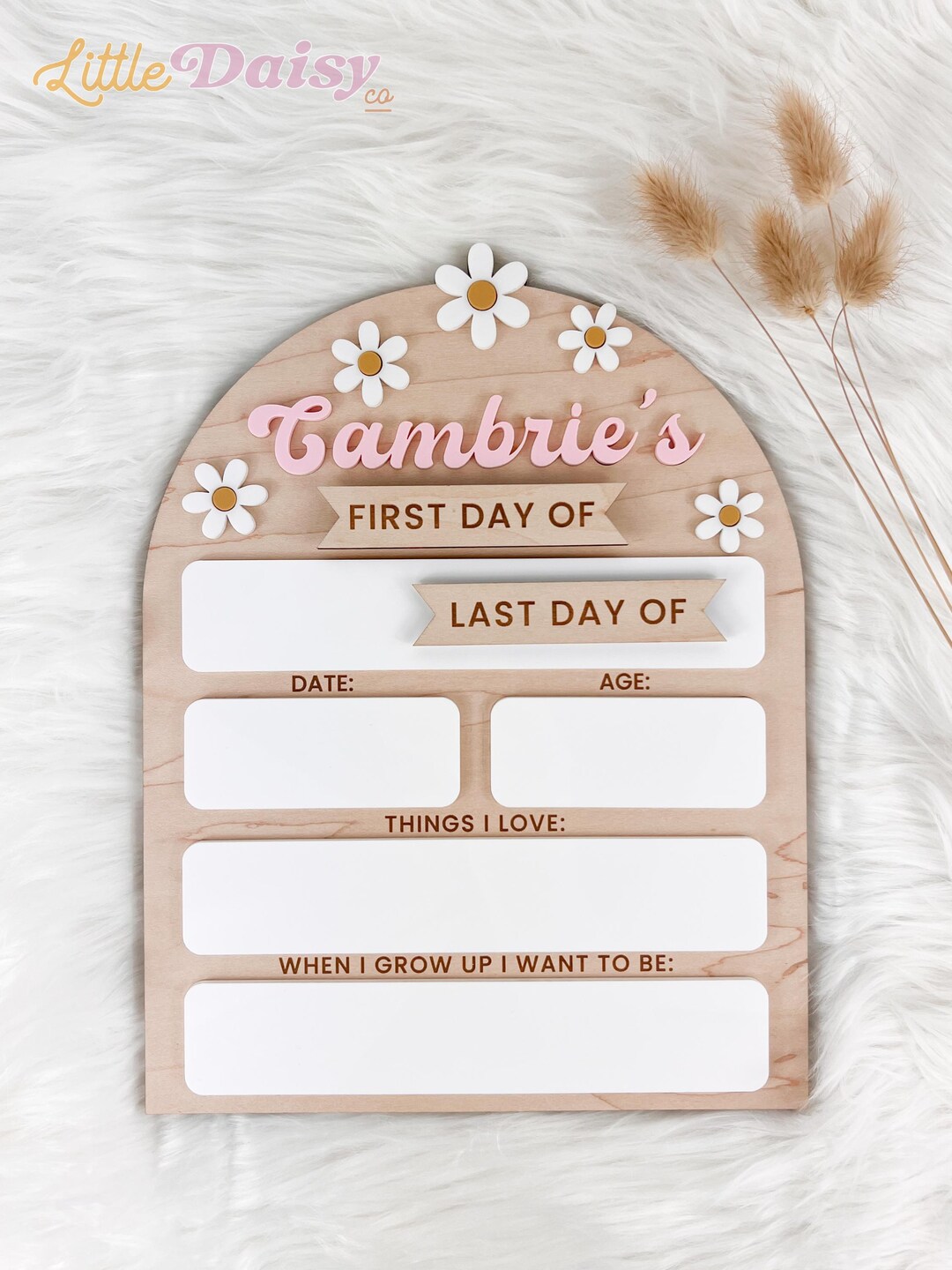 Daisy First Day of School Sign, Personalized Reusable School Board ...