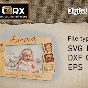Bilderrahmen mit Teddybär (Neugeboren, Kinder metrisch) - svg dxf pdf cdr eps, Lasercutting-Datei