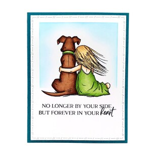 Forever in your heart pet sympathy card with dog and girl