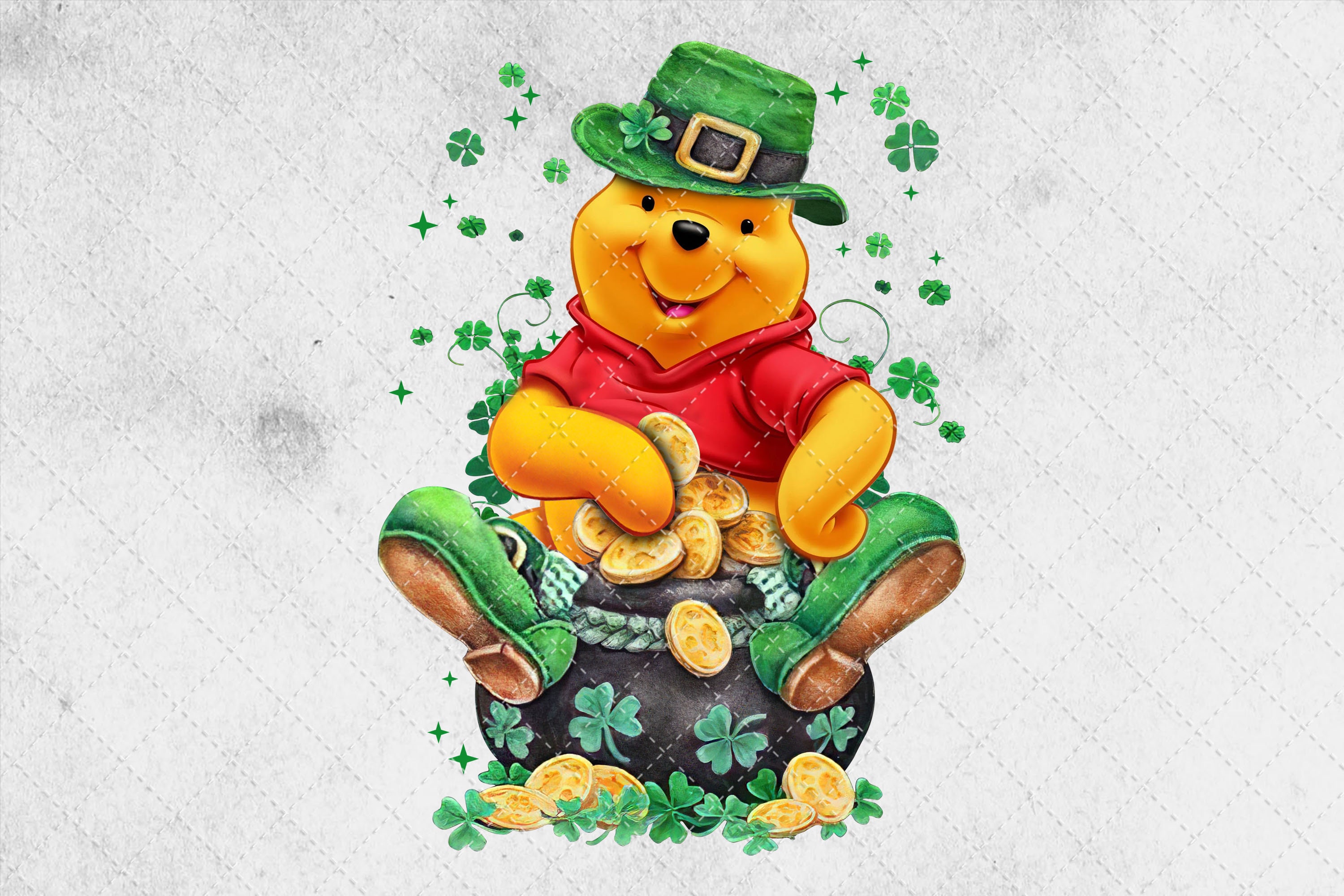 Winnie The Pooh St Patrick Day Money Bag Png Pooh Shamrock Etsy