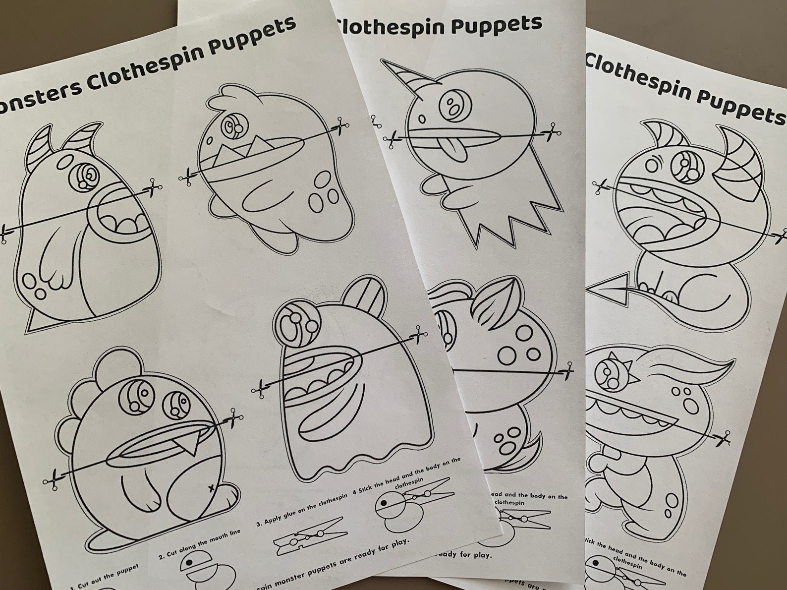 Monster Clothespin Puppets Template Monster Clothespin Puppets Template