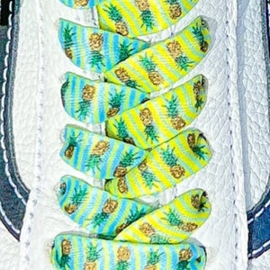 1 Pair of Pineapple Shoelaces FLAT Premium Fun Design Shoelaces in Adult and Child Sizes