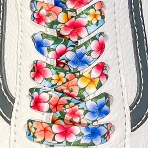 1 Pair of Plumeria Shoelaces 100% Recycled FLAT Premium Design Shoelaces in Adult and Child Sizes