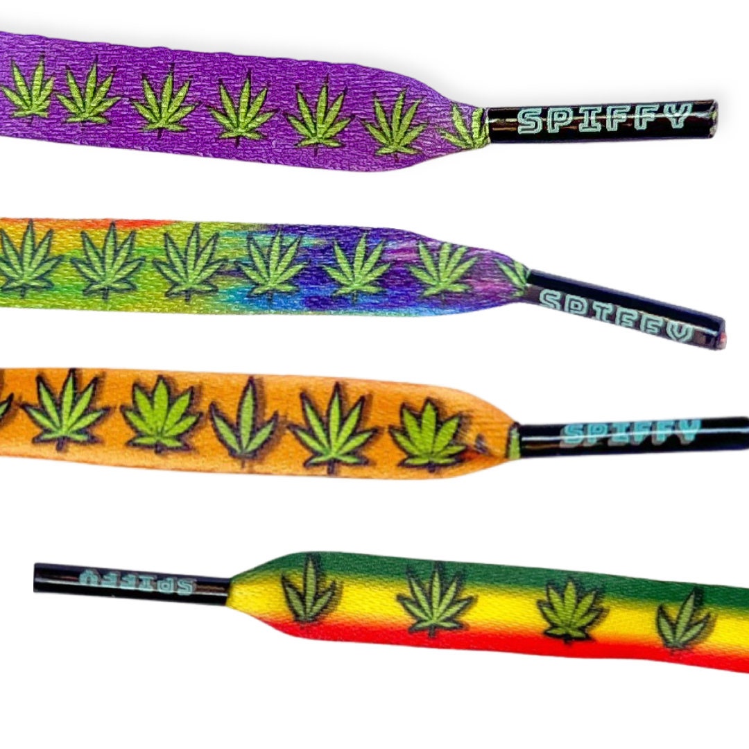 Weed Shoelaces Multiple Styles 100 Recycled Flat Premium Cool