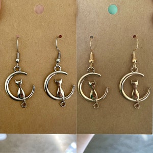 Cat Moon Earrings - Etsy