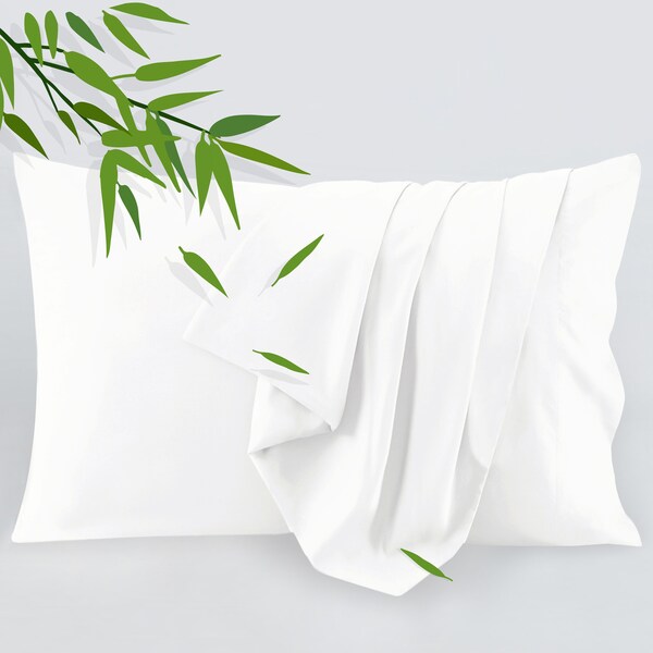 Bamboo Pillowcase Pillow Cases Set of 2,Cooling Bed Pillowcases with Envelope Closure, Soft Cool Luxury Great for Hair Skin or Hot Sleepers