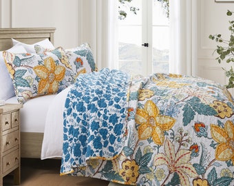 Bedding Floral Quilt Set, Lightweight Summer Bedspreads, Country Quilts and Cabin Bed Spread, Quilt Bedspread with Floral Coverlet Design