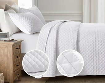 100 % Polyester, Queen-Size-Bettdecken-Set, Bettdecken-Set mit 3 Teilen, 1 Steppdecke + 2 Kissenbezügen, Schlafzimmer-Dekoration, modernes Streifen-Design