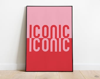 Impressão icônica em formato A4 | Impressão tipográfica, arte de parede, impressão musical, pôster com letra de música, arte de parede rosa, impressões ousadas para quarto