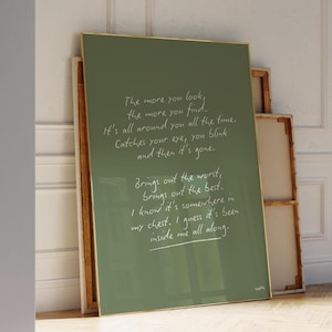 Olivia Dean Print 'I've Seen It' - Olivia Dean Wandkunst, Songtext, Wohnheim Wandkunst, Trending Wandkunst, UNGErahmt Green