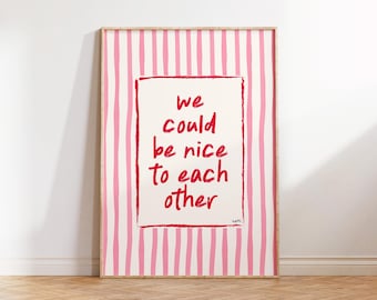 Nice To Each Other - Olivia Dean [DIGITAL PRINT] | Olivia Dean Lyrics Print, Aesthetic Wall Art, Pastel Art Print, Printable Poster