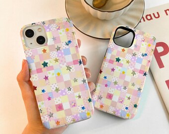 Multicolor Patchwork Checker Case For iPhone 18 17 16 15, iPhone Case for 18 Pro Max, Matte/Glossy 14 15 Plus Case, iPhone12/13 Mini Case