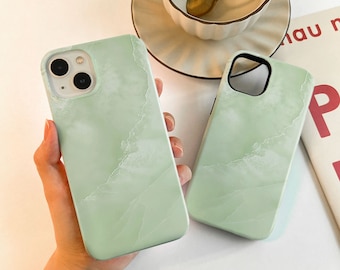 Green Marble Case For iPhone 14 13 12 11, iPhone 14 13 12 11 Pro Max Matte Case 14 Plus Case, iPhone 7/8/12/13 Mini Case XR XS SE Case