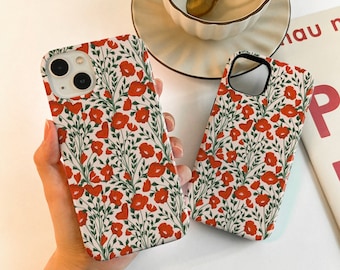 Red Flowers Phone 15/7/12/13 Mini Case iPhone 15 1411 Pro XR XS SE Case iPhone 14 13 12 11 Pro Max Case 15 Plus Case iPhone Cover